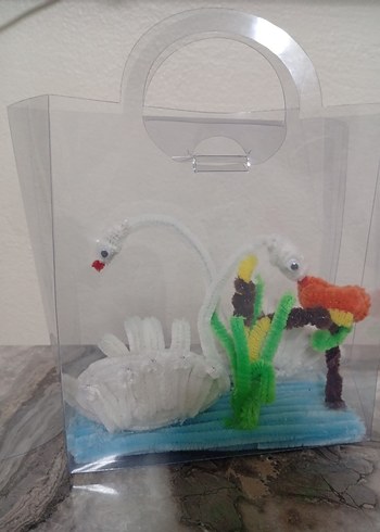 şönil Renkli Beyaz Kuğu hediyelik - Görsel 2