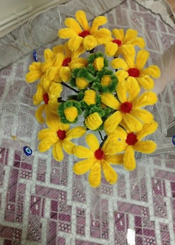 Sarı El Yapımı Çiçek Buketi - Görsel 2