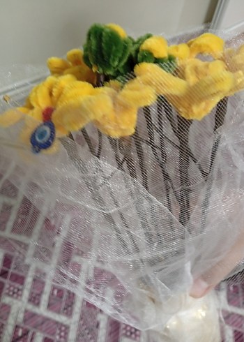 Sarı El Yapımı Çiçek Buketi - Görsel 3