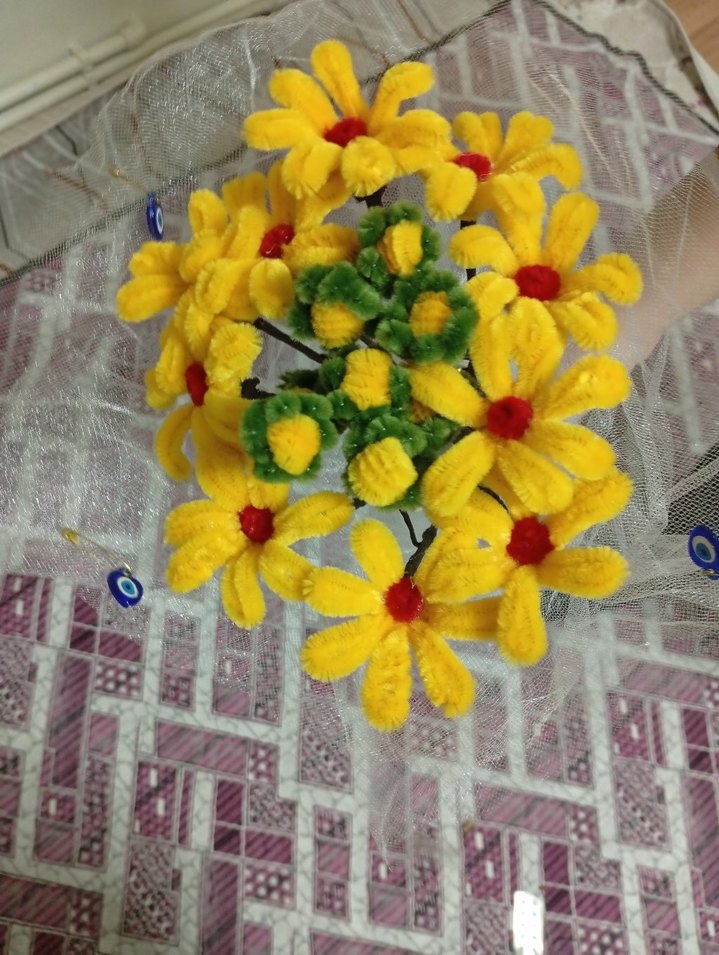 Sarı El Yapımı Çiçek Buketi - Görsel 2
