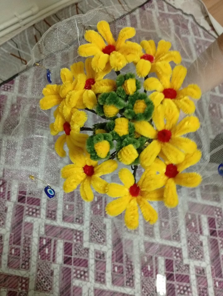 Sarı El Yapımı Çiçek Buketi - Görsel 4