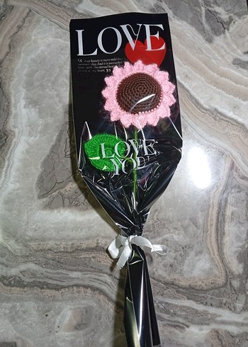 örgü ayçiçek buketi - Görsel 2