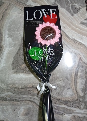 örgü ayçiçek buketi - Görsel 3