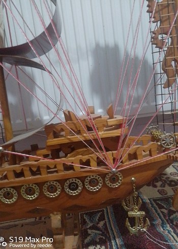 Ahşap el yapımı Büyük ışıklı Gemi - Görsel 3