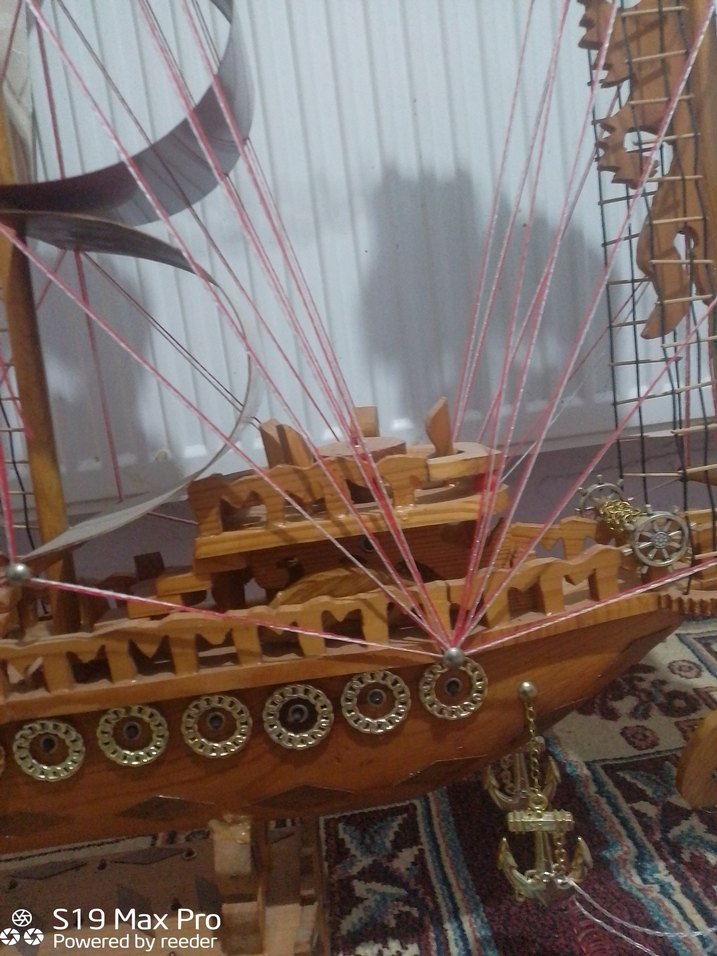 Ahşap el yapımı Büyük ışıklı Gemi - Görsel 3