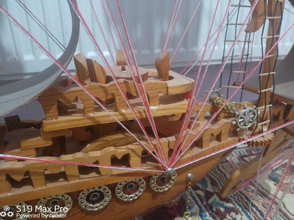 Ahşap el yapımı Büyük ışıklı Gemi - Görsel 2