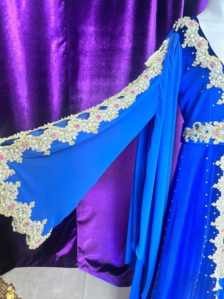 Mavi Uzun Kollu kaftan - Görsel 3