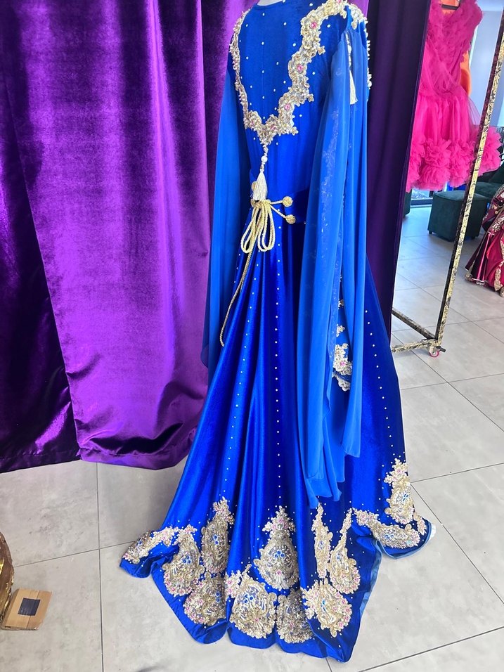 Mavi Uzun Kollu kaftan - Görsel 2