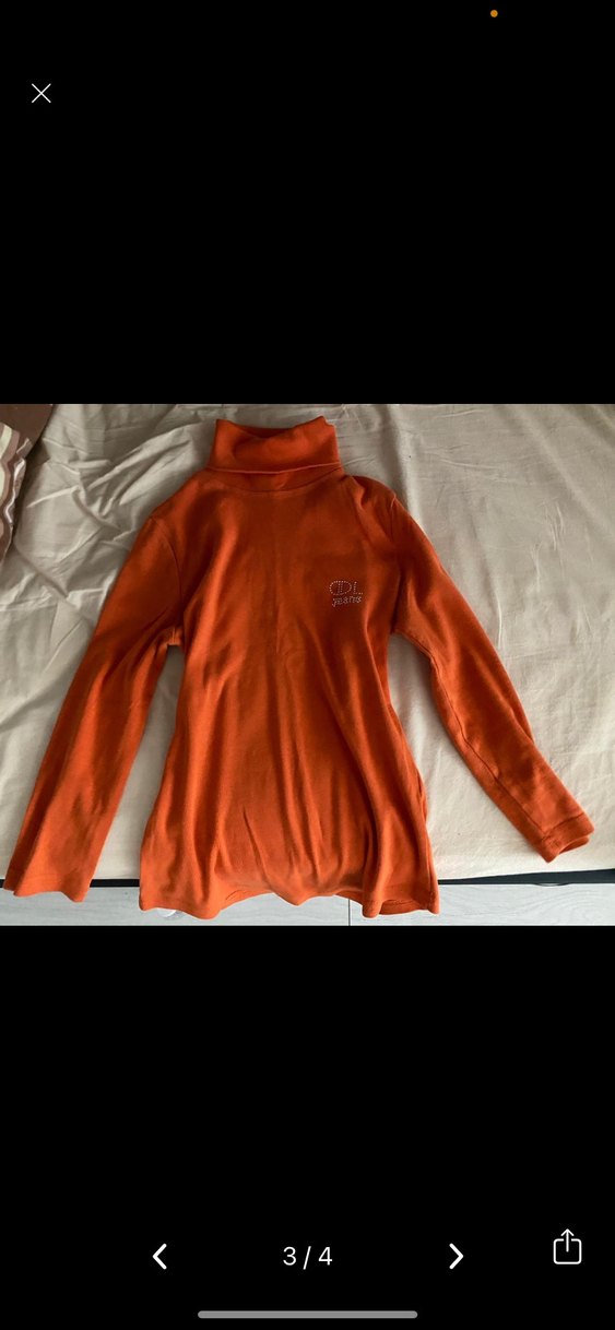 Turuncu Balıkçı Yaka Uzun Kollu Triko Kazak - Görsel 3