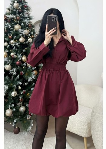 Beli lastikli balon elbise - Görsel 2