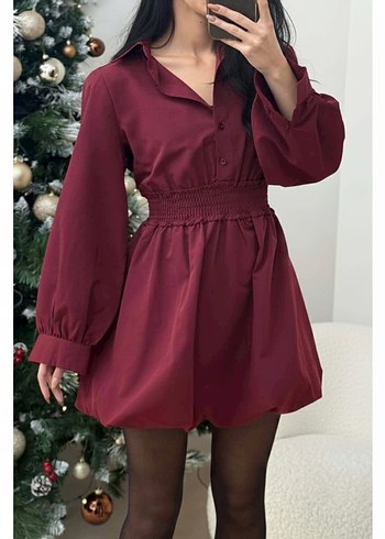 V Yaka Uzun Kollu Elbise - Görsel 3