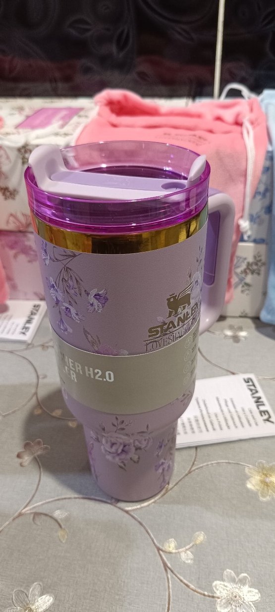  yeni geldiithal ürünler   Mor Çiçekli Stanley Termosu - Görsel 2