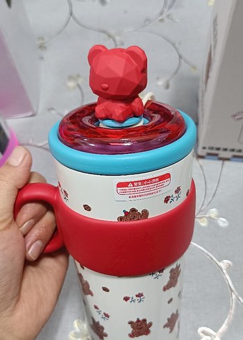 Renkli Ayıcık Desenli Çocuk Termosu 630 ml - Görsel 2