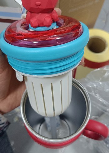 Renkli Ayıcık Desenli Çocuk Termosu 630 ml - Görsel 4