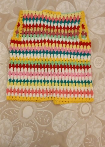 Renkli Örgü Kız Yelek - Görsel 2