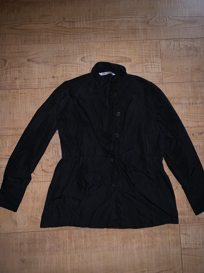 Düğmeli Siyah Keten Kadın Ceket - Görsel 2