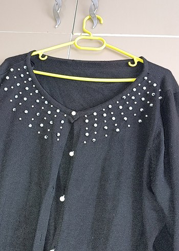 Düğmeli Siyah Uzun Kollu Triko Hamile Hırkası - Görsel 4