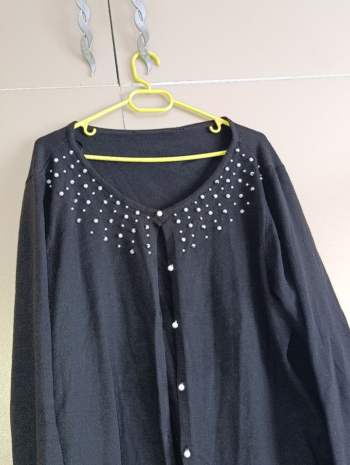 Düğmeli Siyah Uzun Kollu Triko Hamile Hırkası - Görsel 3