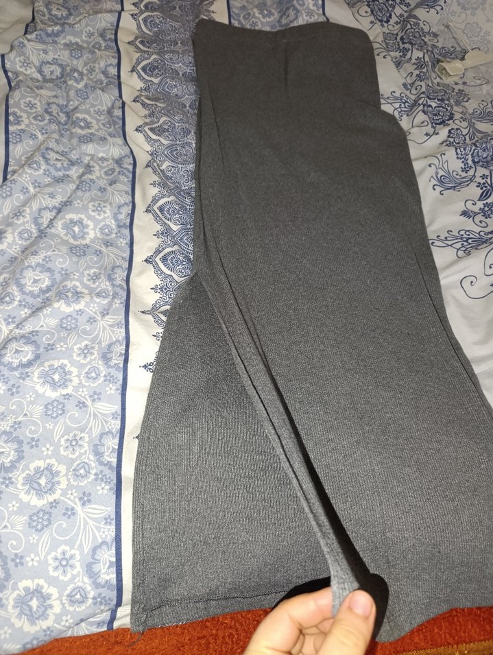 Gri Hamile Pantolonu, Uzun, Yırtmaçlı - Görsel 4