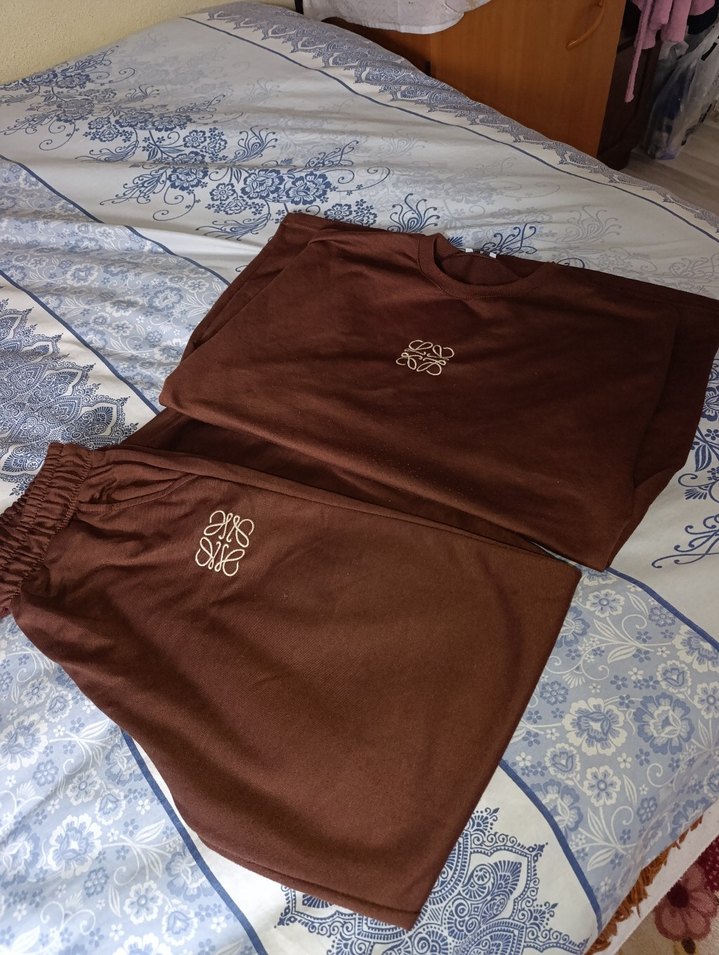 Kahverengi Nakışlı Kadın Salaş Eşofman takımı - Görsel 2