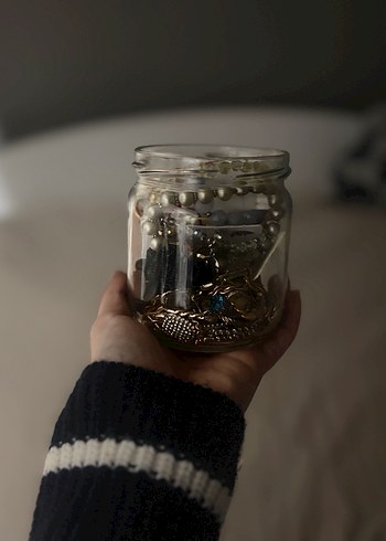 Bohem Gri Boncuklu Altın Renkli Takı Seti - Görsel 4