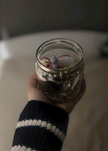 Bohem Gri Boncuklu Altın Renkli Takı Seti - Görsel 3