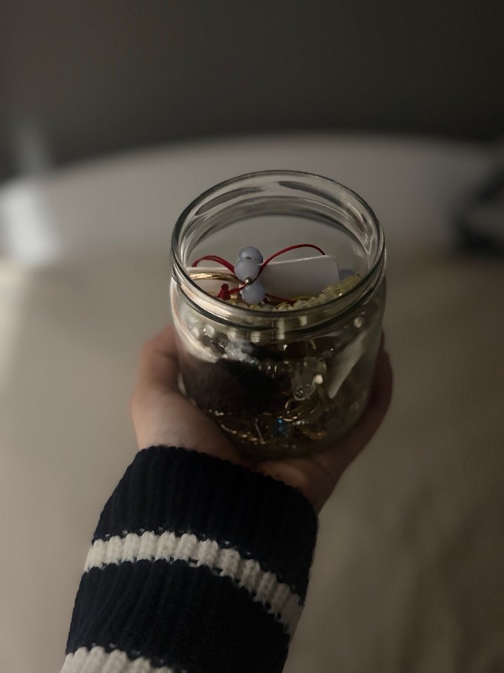 Bohem Gri Boncuklu Altın Renkli Takı Seti - Görsel 3