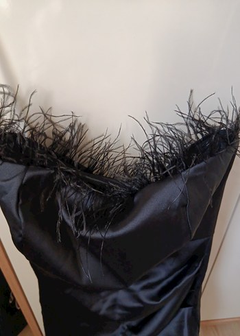 Siyah Straplez Drapeli Mini Kokteyl Elbisesi - Görsel 6