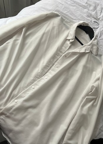 Düğmeli Beyaz Keten Kadın Gömlek - Görsel 2