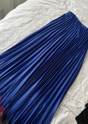 Parlak Mavi Pilili Kadın Uzun Etek - Görsel 2