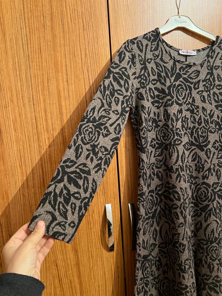 Bohem Desenli Uzun Triko Elbise - Görsel 3