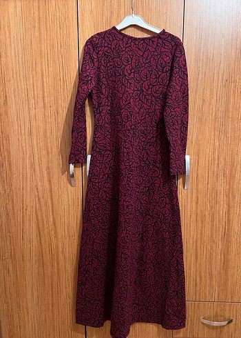 Bordo Uzun Kollu Triko Elbise - Görsel 4