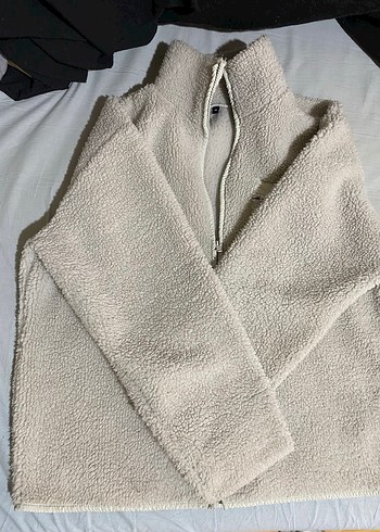 Cep Detaylı Fermuarlı Beyaz Kadın Ceket - Görsel 2