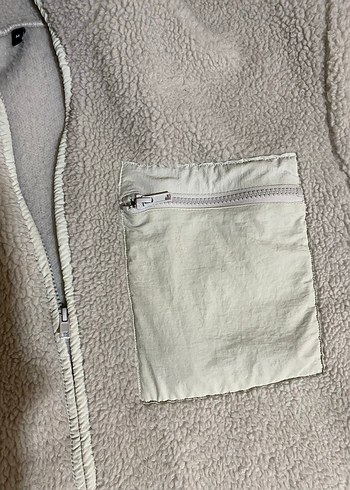 Cep Detaylı Fermuarlı Beyaz Kadın Ceket - Görsel 3