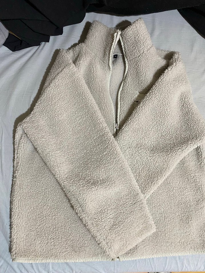 Cep Detaylı Fermuarlı Beyaz Kadın Ceket - Görsel 2