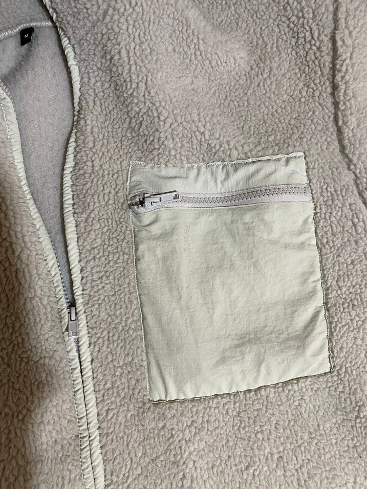 Cep Detaylı Fermuarlı Beyaz Kadın Ceket - Görsel 3