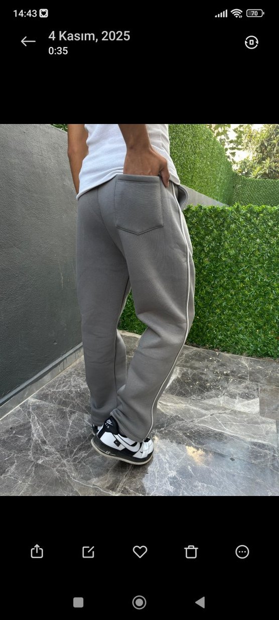 3 İplik Şardonlu Unisex Eşofman altı - Görsel 2