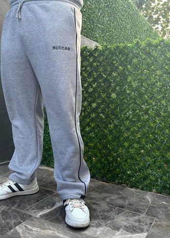 3 iplik şardonlu Ünisex Gri ayarlanabilir paça eşofman altı - Görsel 3