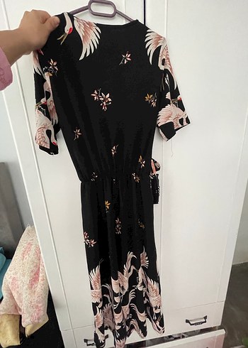 Uzun Siyah Desenli Bohem Kadın Kimono - Görsel 4