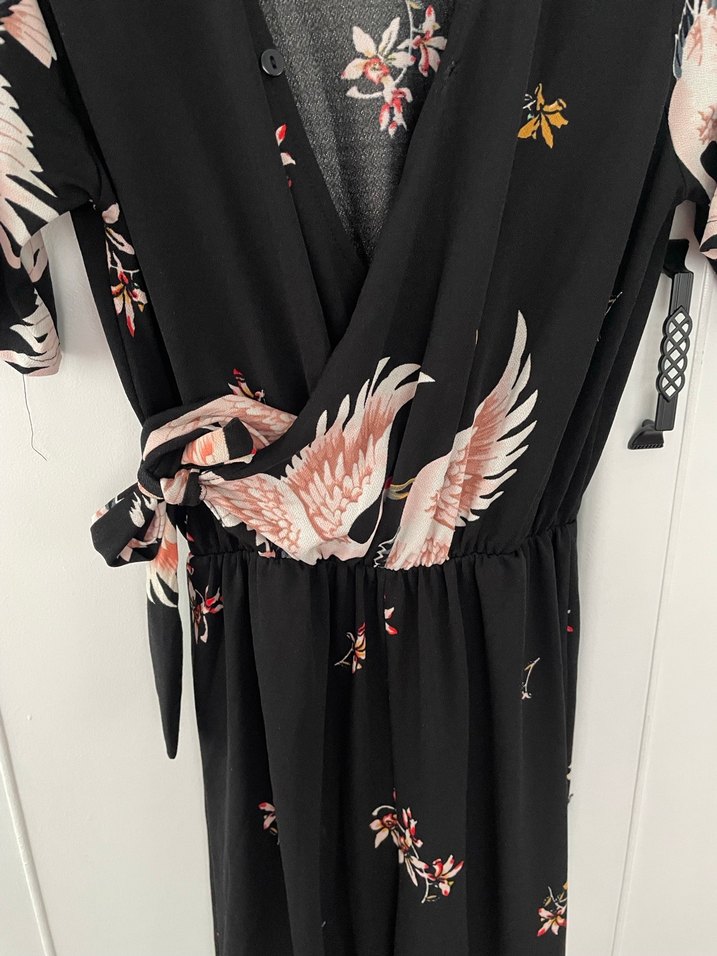 Uzun Siyah Desenli Bohem Kadın Kimono - Görsel 2