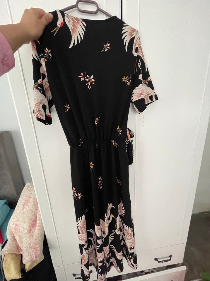 Uzun Siyah Desenli Bohem Kadın Kimono - Görsel 4