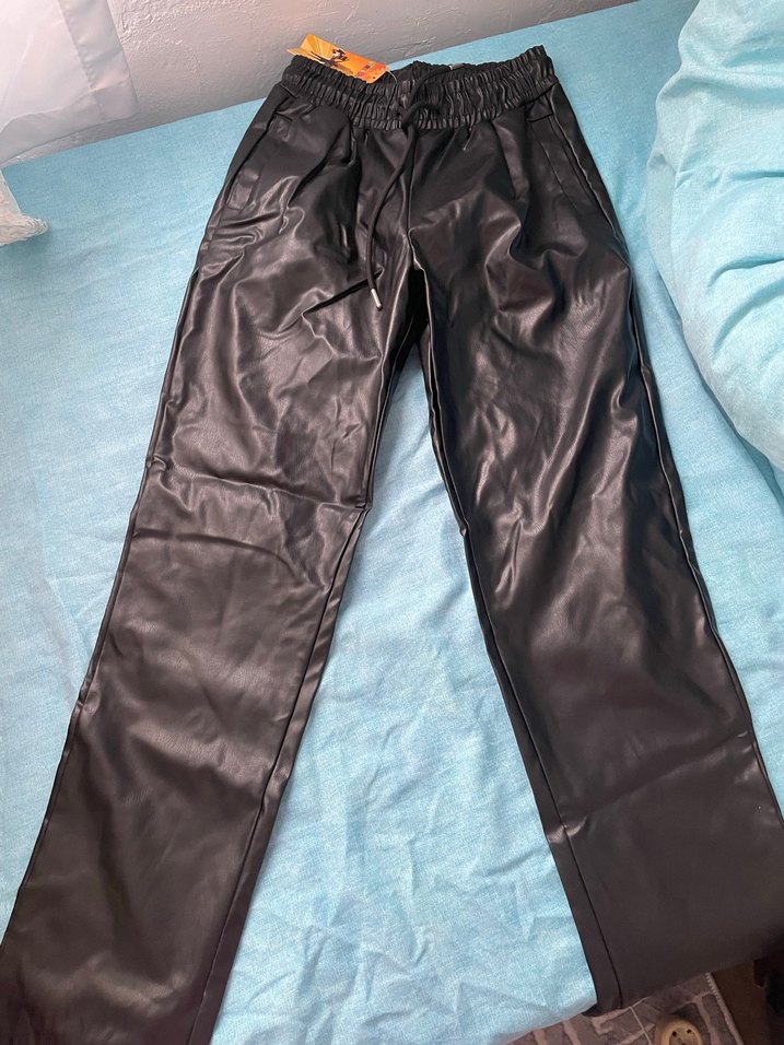 Siyah Deri Kadın Pantolon - Görsel 2