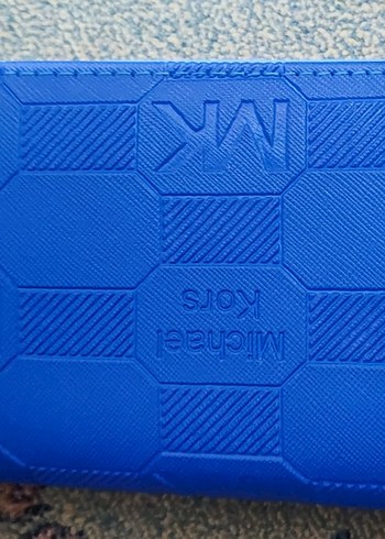 MK logolu mavi deri kadın cüzdan - Görsel 3