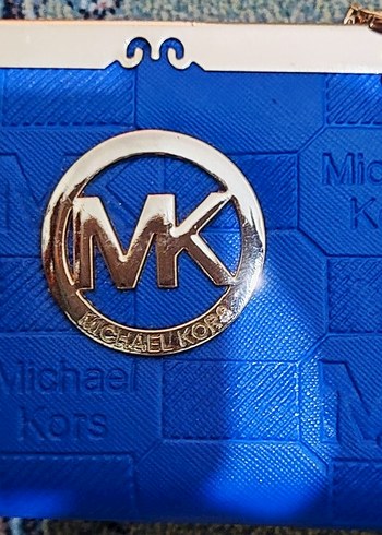 MK logolu mavi deri kadın cüzdan - Görsel 2