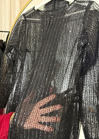 Siyah Parlak Nakışlı ABAYA - Görsel 2