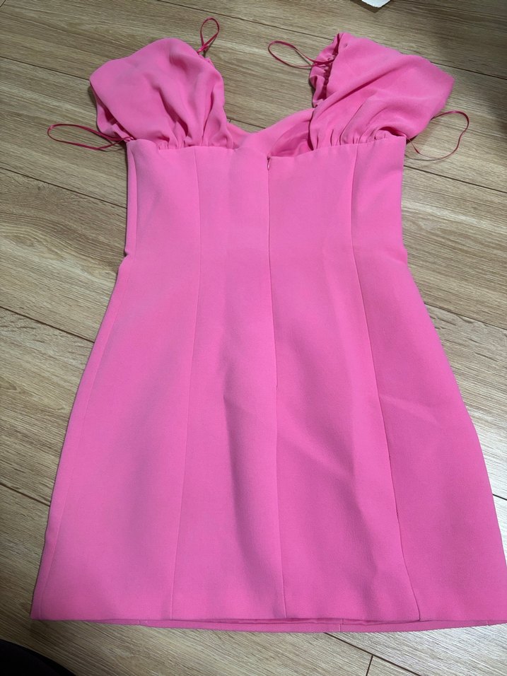 Pembe düşük omuzlu zara elbise - Görsel 2