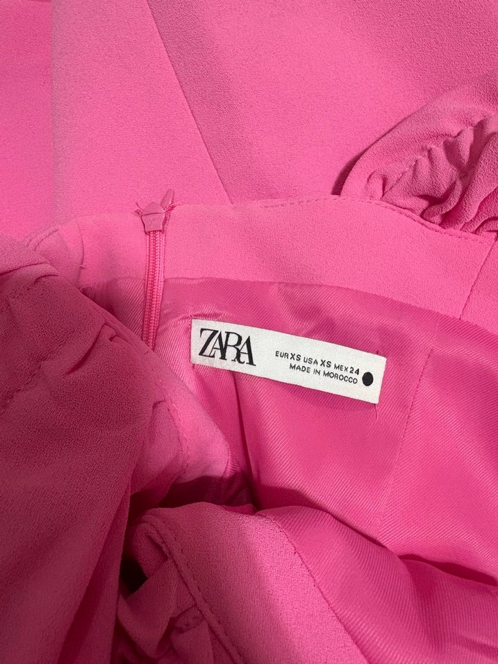 Pembe düşük omuzlu zara elbise - Görsel 3