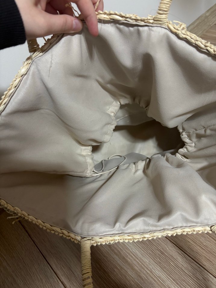 Püsküllü Bej Örgü Bohem Kadın Çanta - Görsel 2