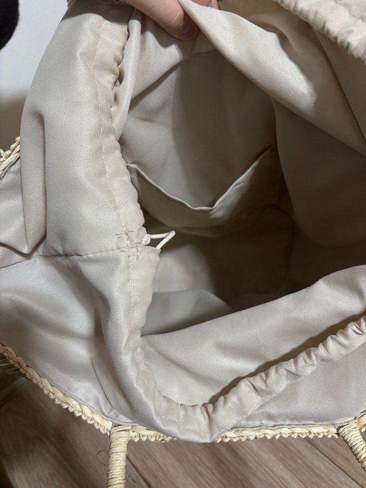 Püsküllü Bej Örgü Bohem Kadın Çanta - Görsel 3