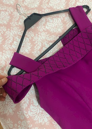 Mor Parlak Askılı Midi Elbise ECRİN - Görsel 2